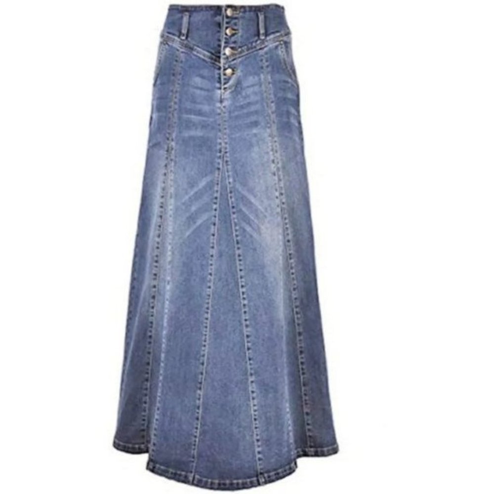 Women's Maxi Long Denim Skirt Light Blue